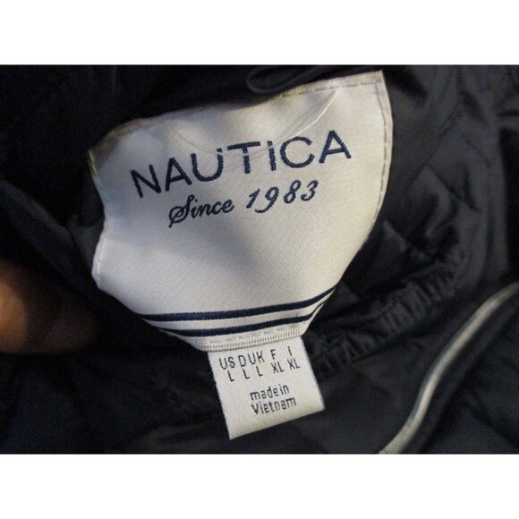 Nautica Womens Reversible Puffer Vest Sz L Navy Blue Zip Front Medium Weight - Picture 7 of 8
